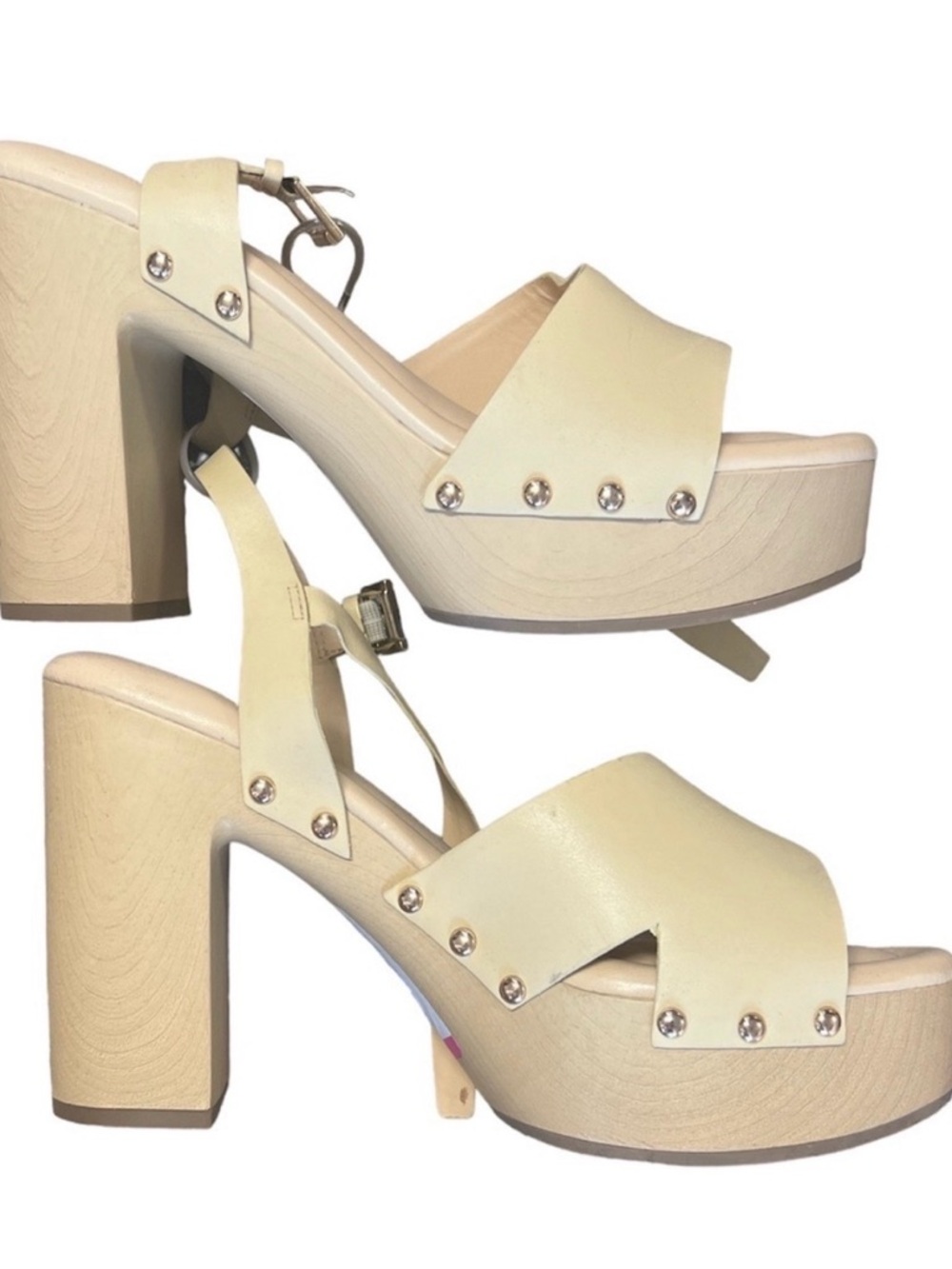 SARTO By Franco Sarto Cream Platform Block Heel Sandals